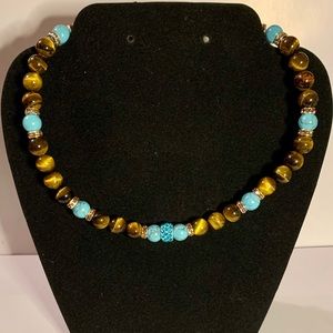 Handmade Tiger’s Eye/Turquoise Choker Necklace
